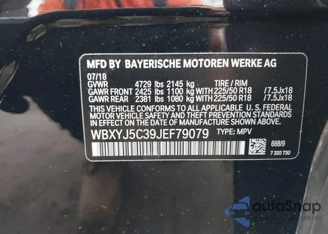 2018 BMW X2 xDrive28I from USA, damaged, VIN WBXYJ5C39JEF79079